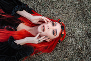 Handcrafted Small Red and Black Flower Crown
