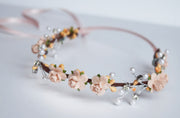 Handcrafted Blush Champagne Pearl Flower Crown
