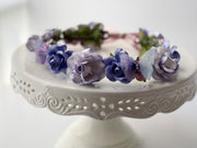 Handcrafted Mauve Periwinkle Purple Butterfly Flower Crown