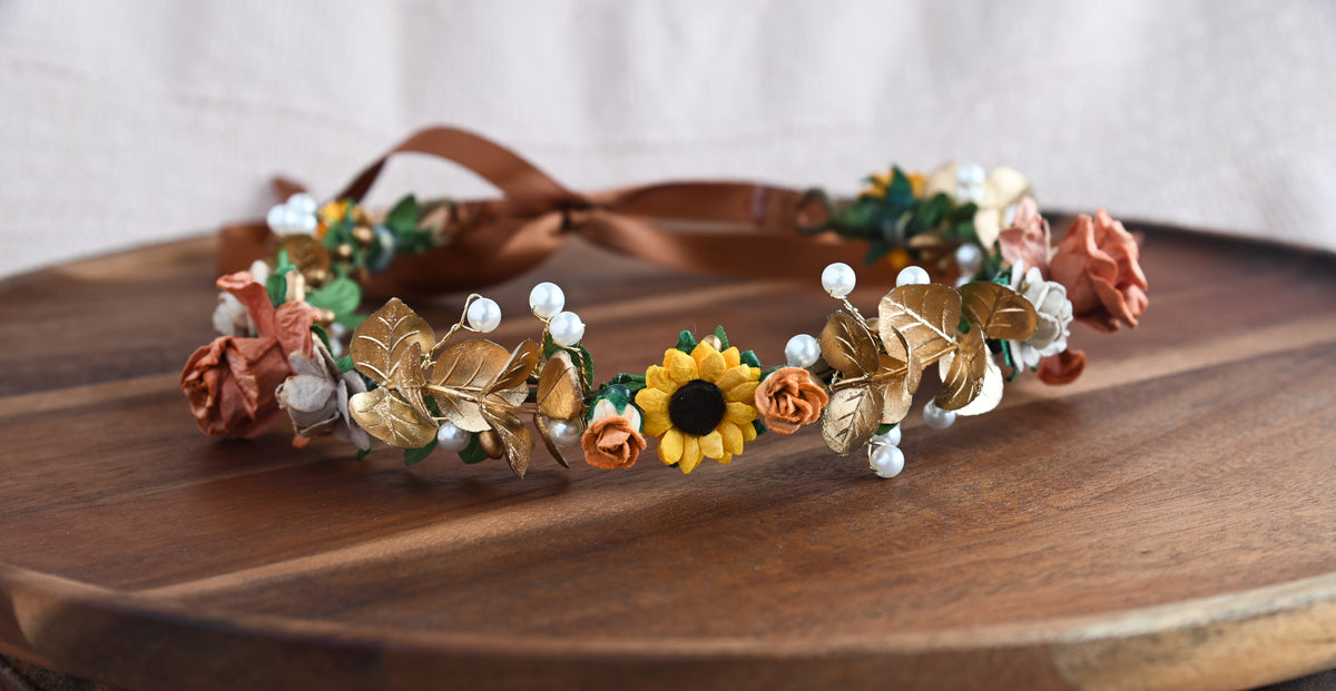 Fields of Firelight Flower Crown – The Pearled Rose