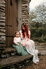 Handcrafted Sage Green and White Flower Crown