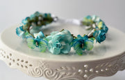Handcrafted Turquoise and Aqua Blue Butterfly Flower Crown