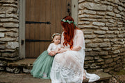 Handcrafted Sage Green and White Flower Crown