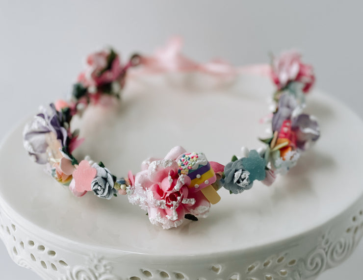 Handcrafted Pastel Christmas Candy Wonderland Flower Crown