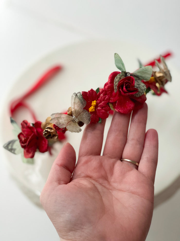 Handcrafted Whimsical Butterfly Christmas Flower Crown