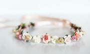 Handcrafted Peach and Cream Flower Crown