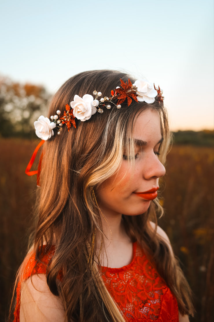 Handcrafted Christmas Poinsettia Flower Crown