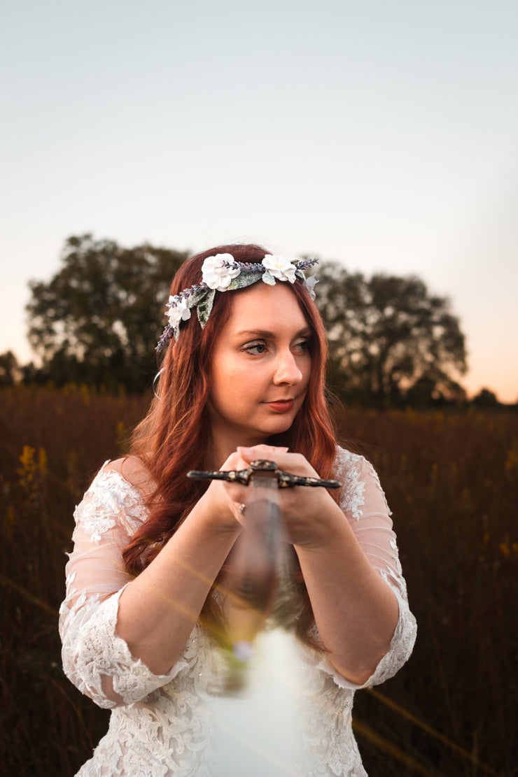 Handcrafted Lavender and White Flower Crown