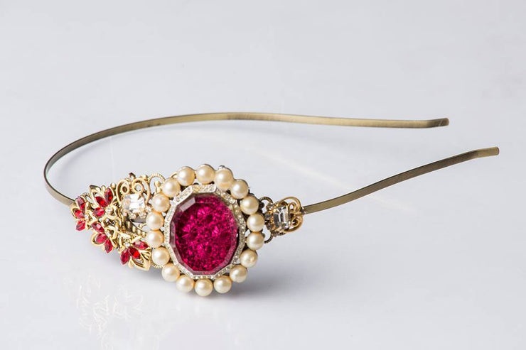 The Garnet Pearl Vintage Jewelry Collection Headband