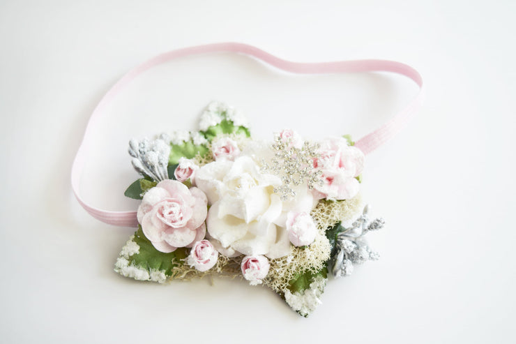 Handcrafted Winter Wonderland Mini Rose Headband