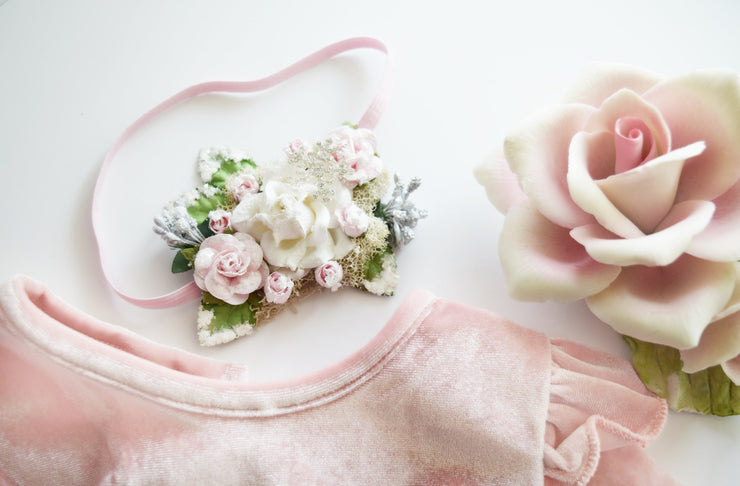 Handcrafted Winter Wonderland Mini Rose Headband