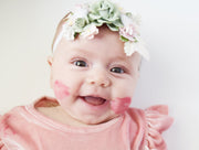 Handcrafted Sage Green and Blush Pink Headband