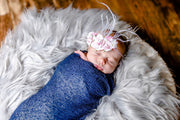 Handcrafted Pink and White Rose Baby Headband