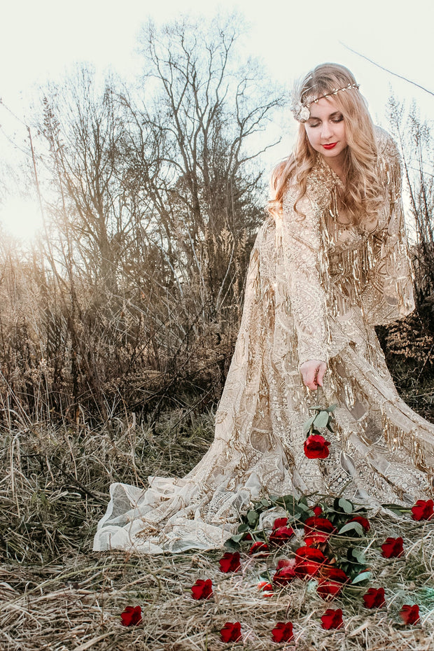 Handcrafted Vintage Gold Goddess Flower Crown