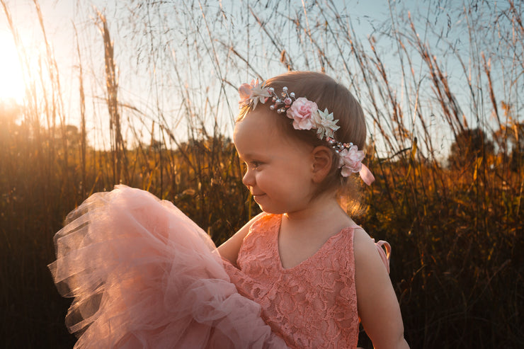 Handcrafted Winter Off White and Pastel Pink Poinsettia Flower Crown