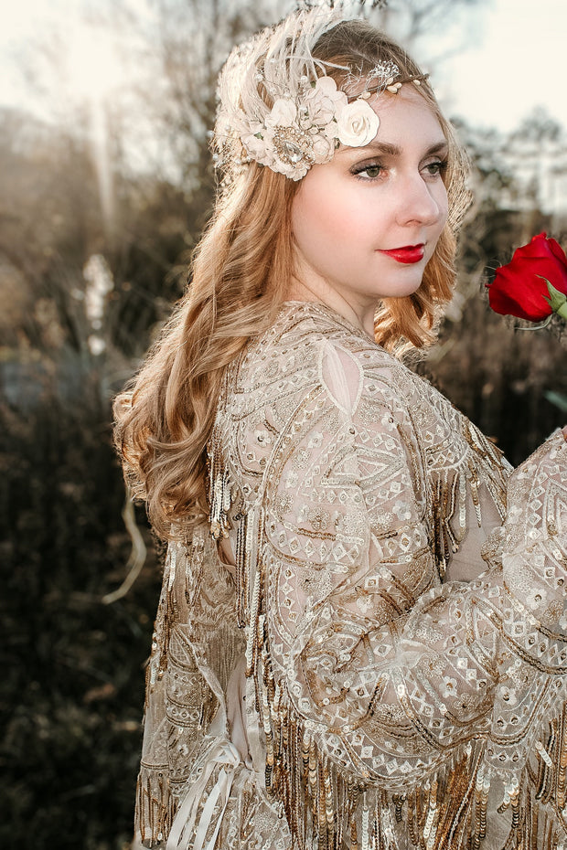 Handcrafted Vintage Gold Goddess Flower Crown