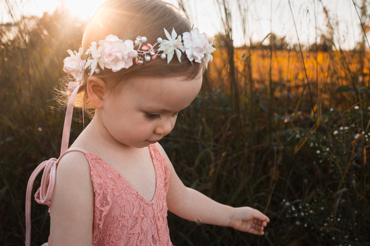 Handcrafted Winter Off White and Pastel Pink Poinsettia Flower Crown
