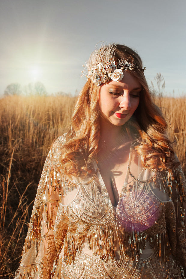 Handcrafted Vintage Gold Goddess Flower Crown