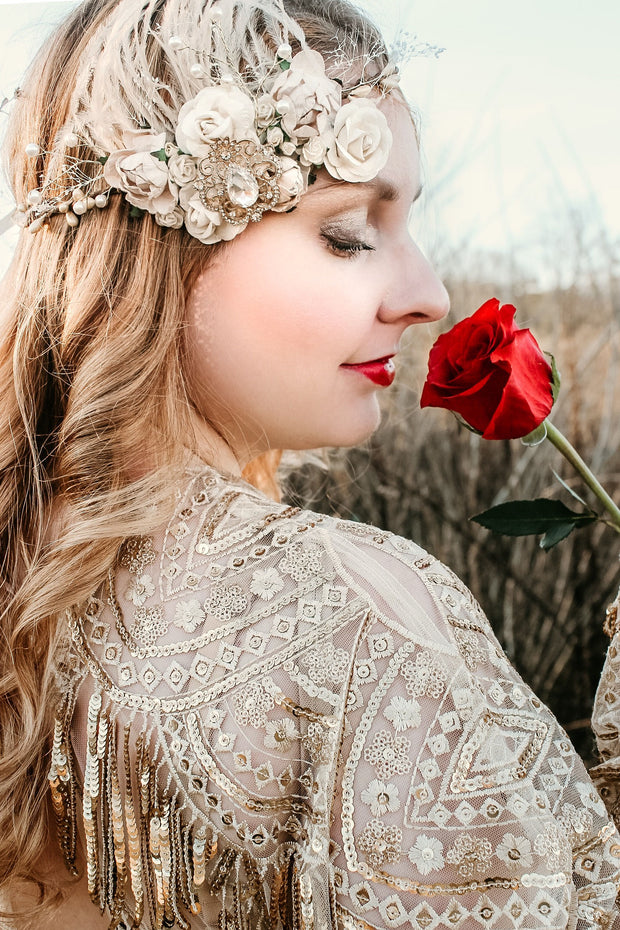 Handcrafted Vintage Gold Goddess Flower Crown