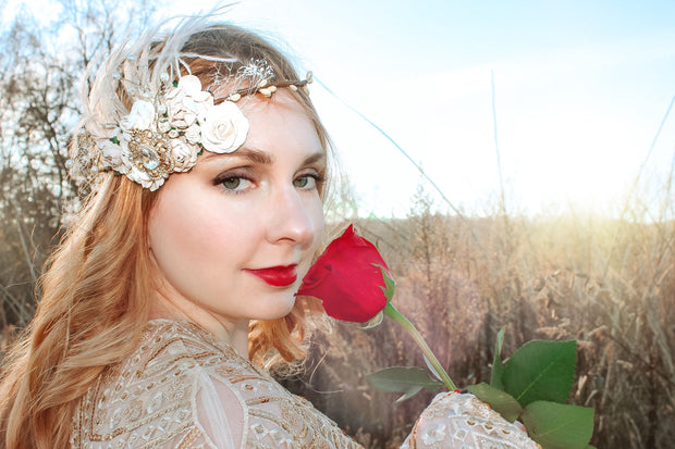 Handcrafted Vintage Gold Goddess Flower Crown
