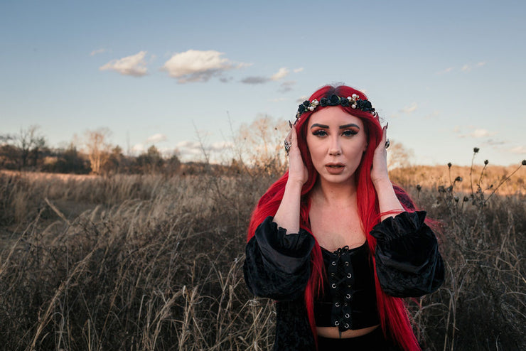 Handcrafted Beautiful Black Rose Flower Crown