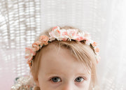 Handcrafted Peach Flower Girl Crown