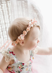 Handcrafted Peach Flower Girl Crown