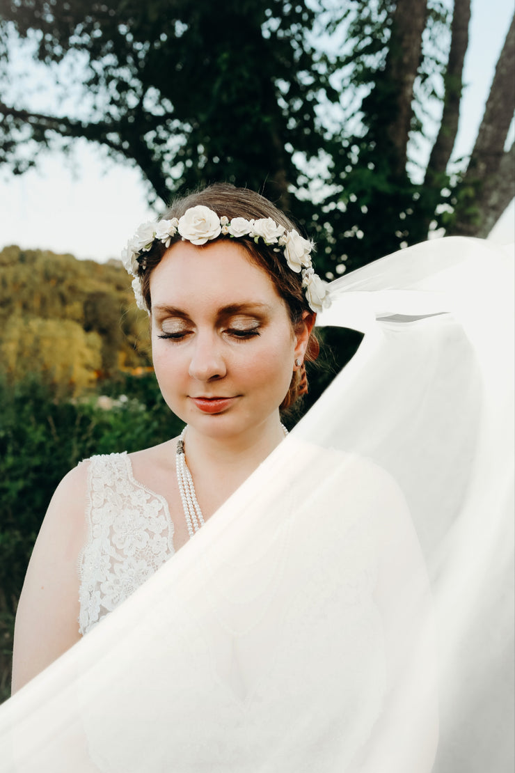 Handcrafted White and Ivory Rose Flower Crown