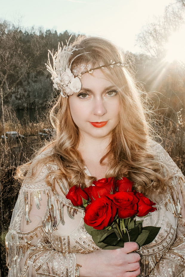 Handcrafted Vintage Gold Goddess Flower Crown