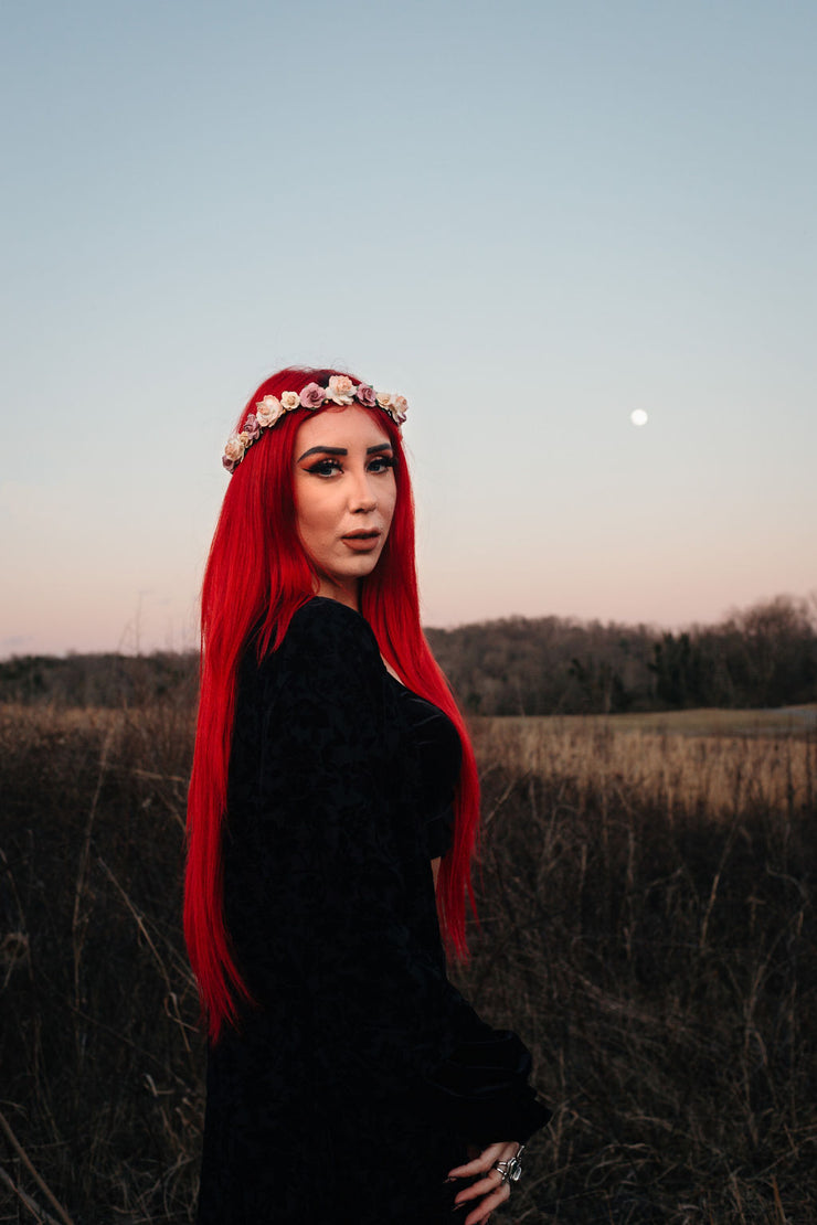 Handcrafted Boho Dusty Rose Blush and Irish Cream Flower Crown