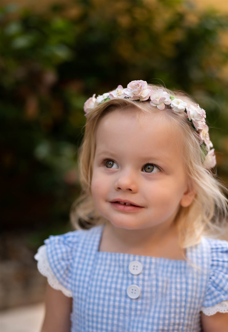 Handcrafted Blush Pink and White Flower Crown