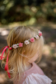 Handcrafted Coral and Pale Blush Flower Crown