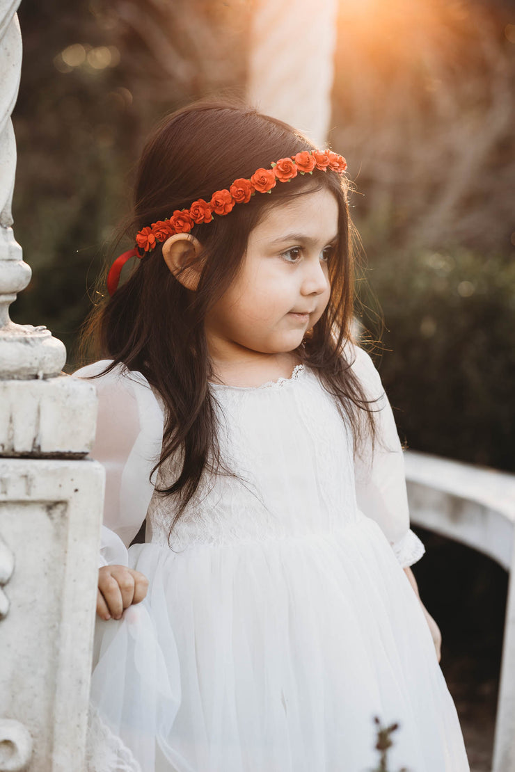 Handcrafted Small Red Rose Flower Girl Crown