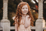 Handcrafted Peach Rose Pearl Branch Flower Crown