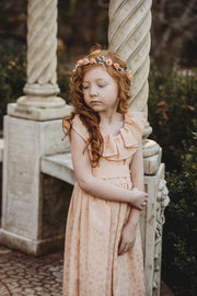 Handcrafted Peach Rose Pearl Branch Flower Crown