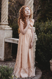Handcrafted Peach Rose Pearl Branch Flower Crown