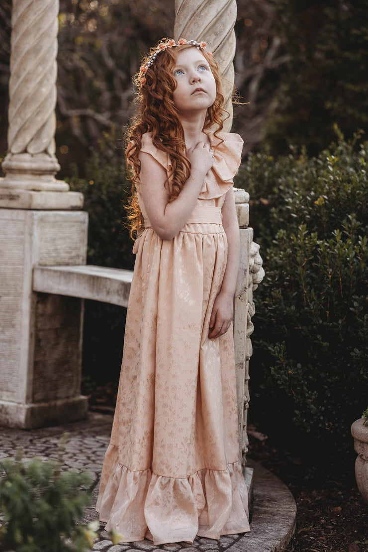 Handcrafted Peach Rose Pearl Branch Flower Crown