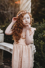 Handcrafted Peach Rose Pearl Branch Flower Crown