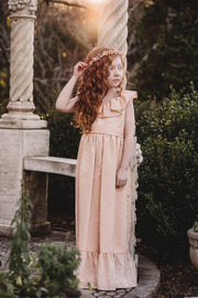 Handcrafted Peach Rose Pearl Branch Flower Crown