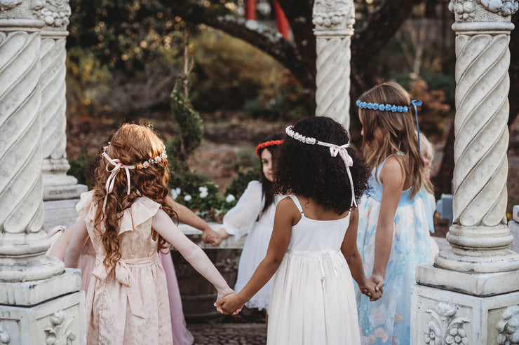 Handcrafted Peach Rose Pearl Branch Flower Crown