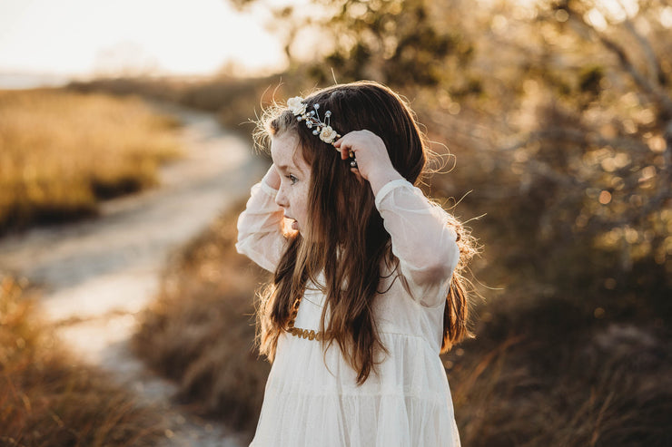 Handcrafted Ivory Cream Pearl Flower Crown
