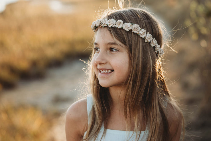 Handcrafted Small Tan Flower Crown