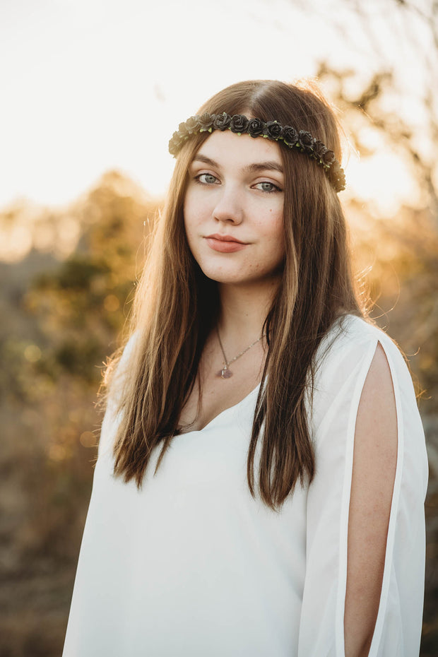 Handcrafted Black Rose Flower Crown