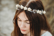 Handcrafted Ivory Cream Pearl Flower Crown