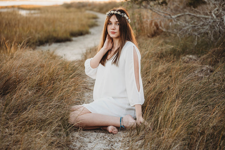 Handcrafted Ivory Cream Pearl Flower Crown