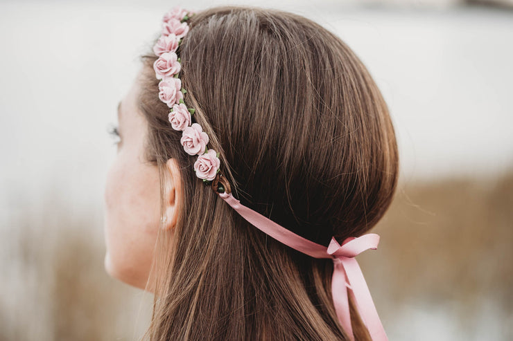 Handcrafted Dusty Rose Flower Crown