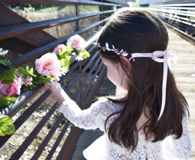 Handcrafted Light Pink and White Simple Crown