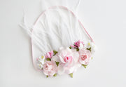 Handcrafted Pink and White Rose Baby Headband