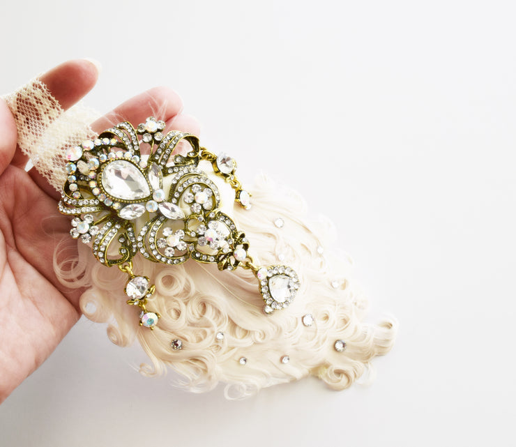 Handcrafted Roaring 20s Champagne and Gold Headband
