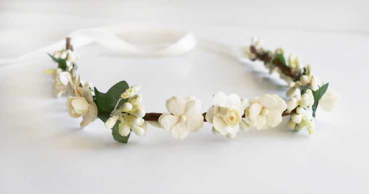Handcrafted Ivory Blossom Flower Crown